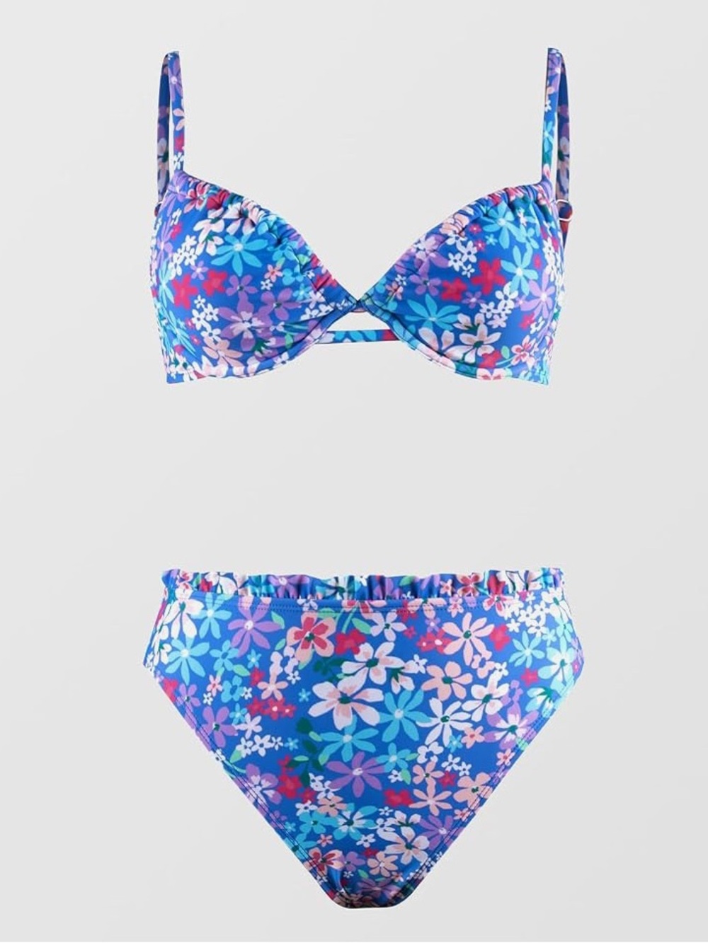 Cupshe Floral Blue Two-Piece Bikini Set
